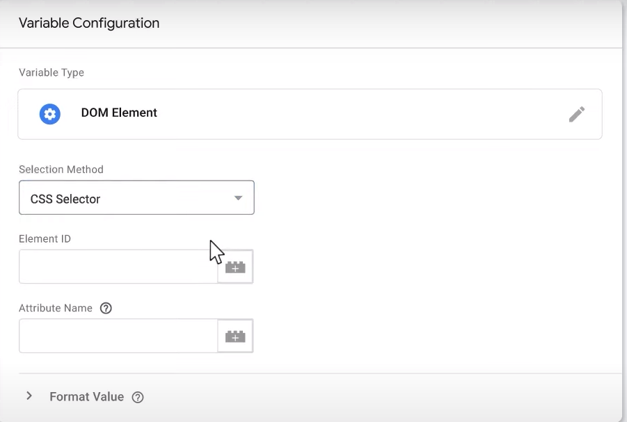 Variable Configuration screen