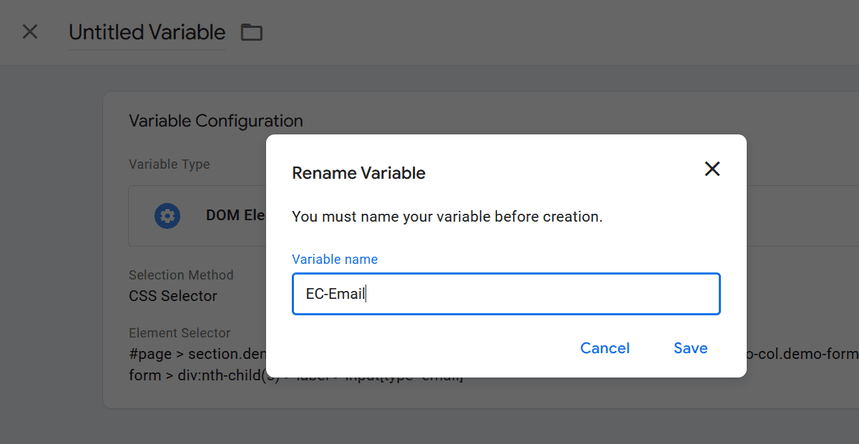 Give the variable a name and save it